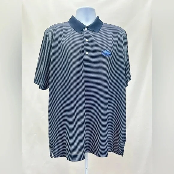 PAGE & TUTTLE Men’s navy stripe golf polo size XL - Picture 3 of 12
